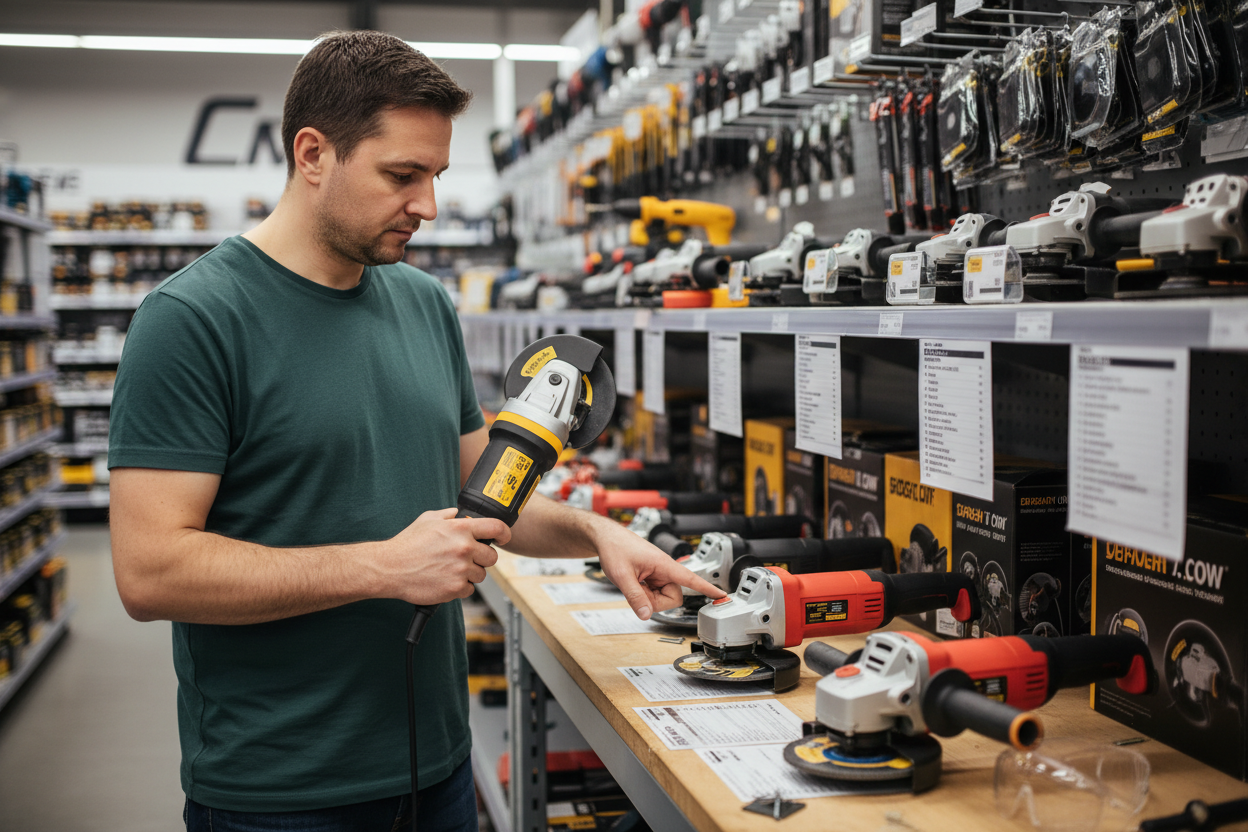 person choosing the right angle grinder 