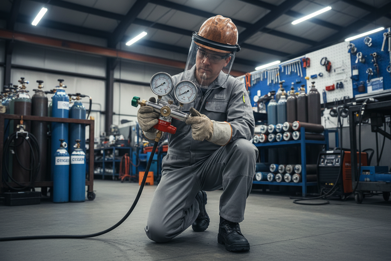 person choosing the right oxygen industrial gas regulator